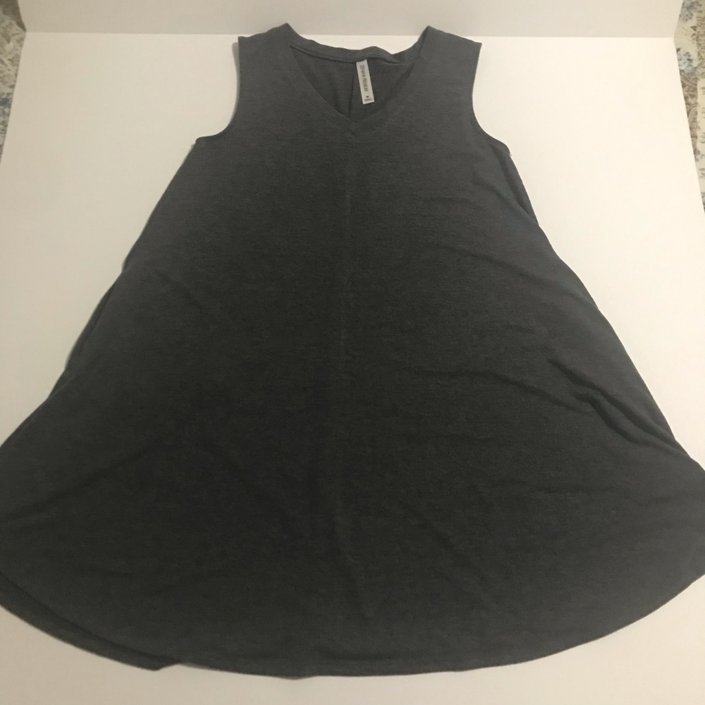 Gray tank top v-neck tunic dress with Pockets M